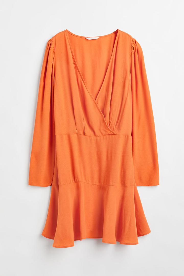 H & M - Short Wrapover Dress - Orange