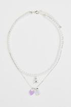 H & M - Double-strand Beaded Necklace - Silver