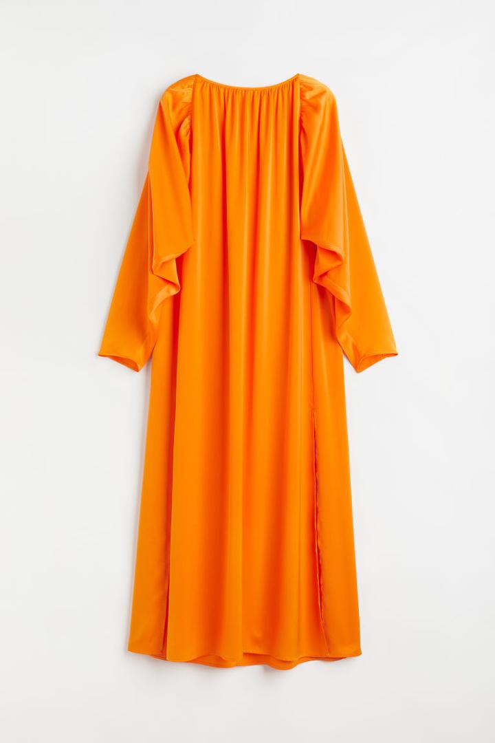H & M - Voluminous Satin Dress - Orange