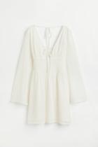H & M - V-neck Mesh Dress - White