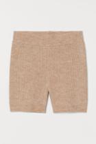 H & M - Rib-knit Shorts - Beige
