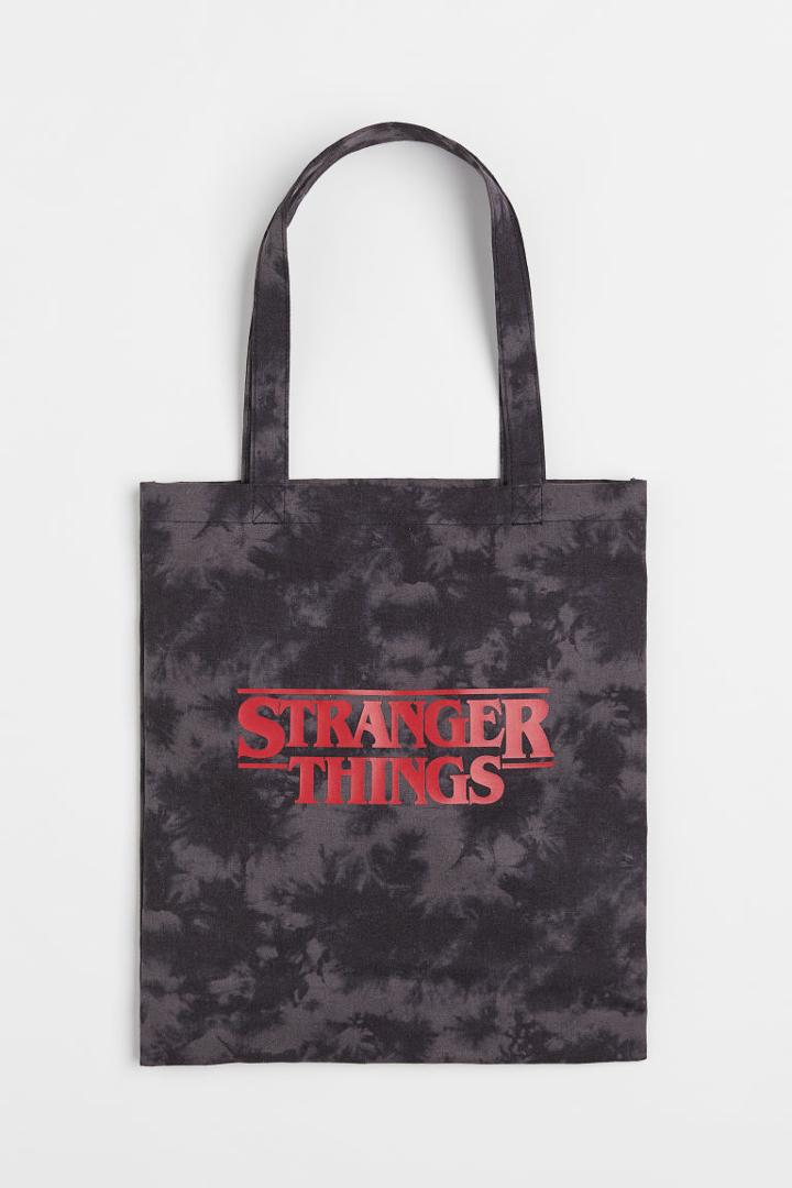H & M - Printed Canvas Shopper - Black