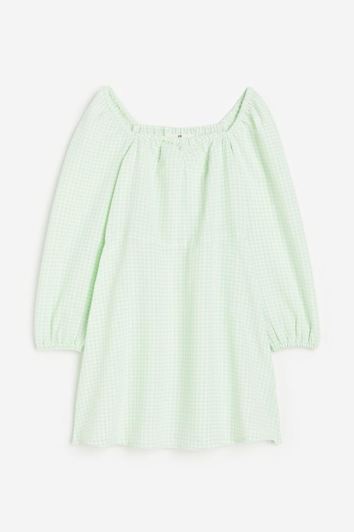 H & M - A-line Seersucker Dress - Green
