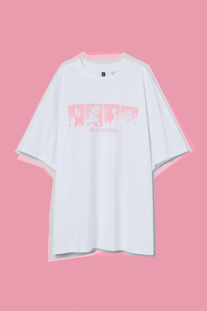 H & M - Oversized Printed T-shirt - White