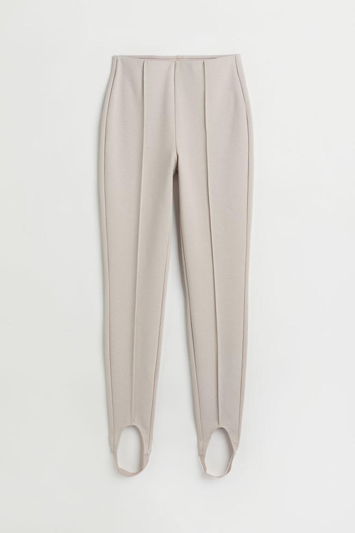 H & M - Crease-front Stirrup Leggings - Brown