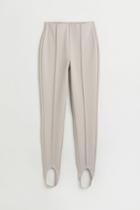 H & M - Crease-front Stirrup Leggings - Brown