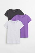 H & M - 3-pack Cotton T-shirts - Purple