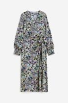 H & M - Balloon-sleeved Wrap Dress - White