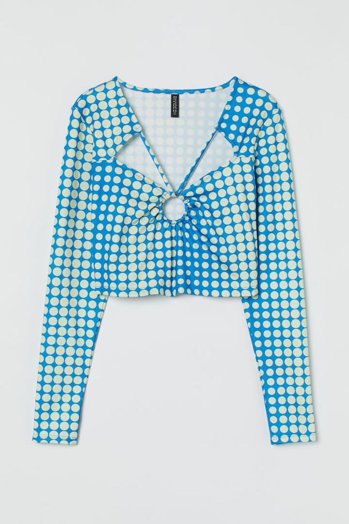 H & M - Cut-out Crop Top - Blue