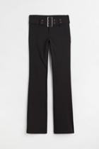 H & M - Flared Pants With Belt - Black