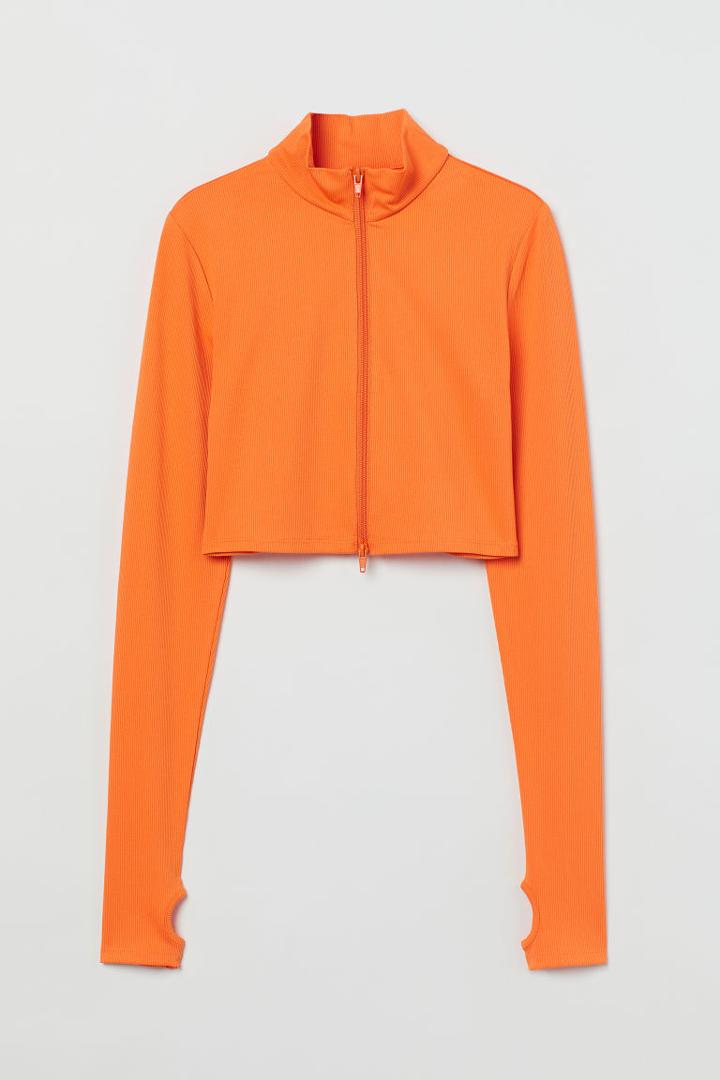 H & M - Zip-front Top - Orange