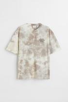 H & M - Relaxed Fit Patterned Cotton T-shirt - Beige