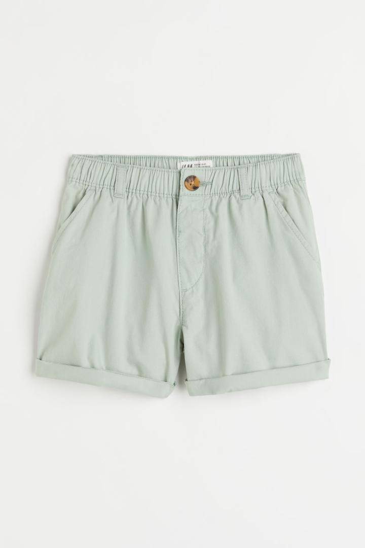 H & M - Cotton Poplin Shorts - Green