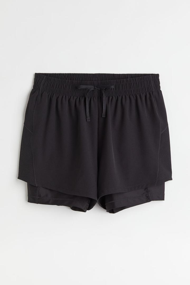 H & M - Double-layer Running Shorts - Black