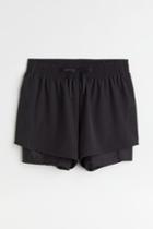 H & M - Double-layer Running Shorts - Black