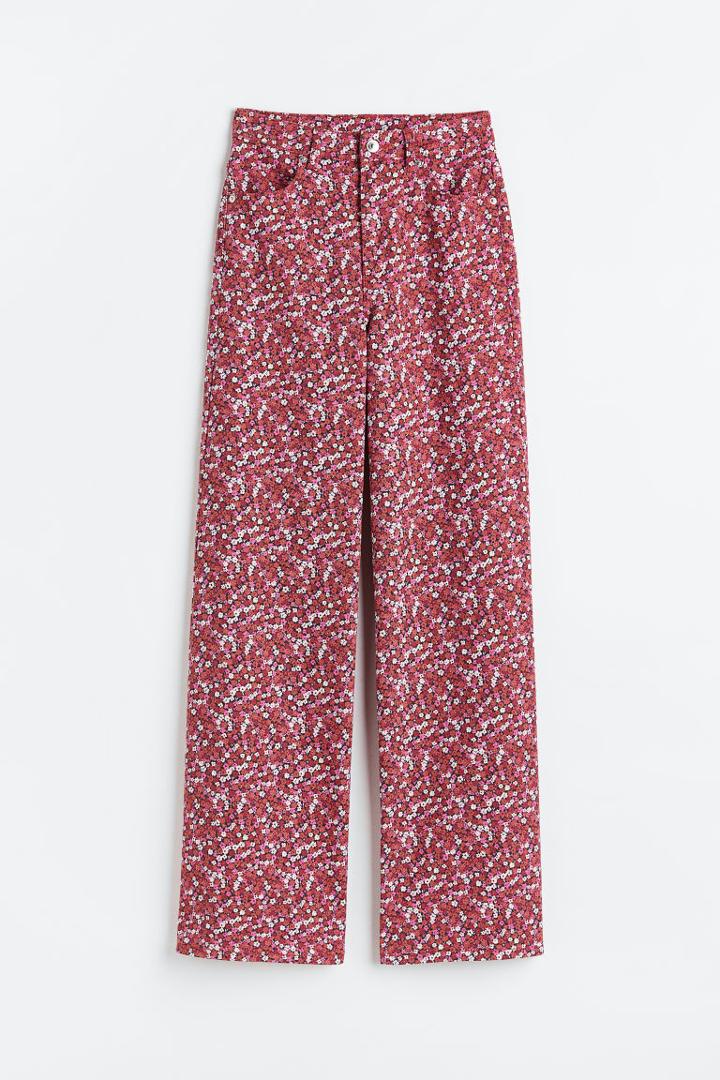 H & M - Wide-leg Twill Pants - Red