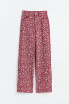H & M - Wide-leg Twill Pants - Red
