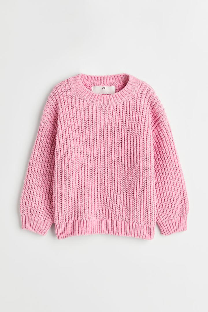 H & M - Knit Chenille Sweater - Pink