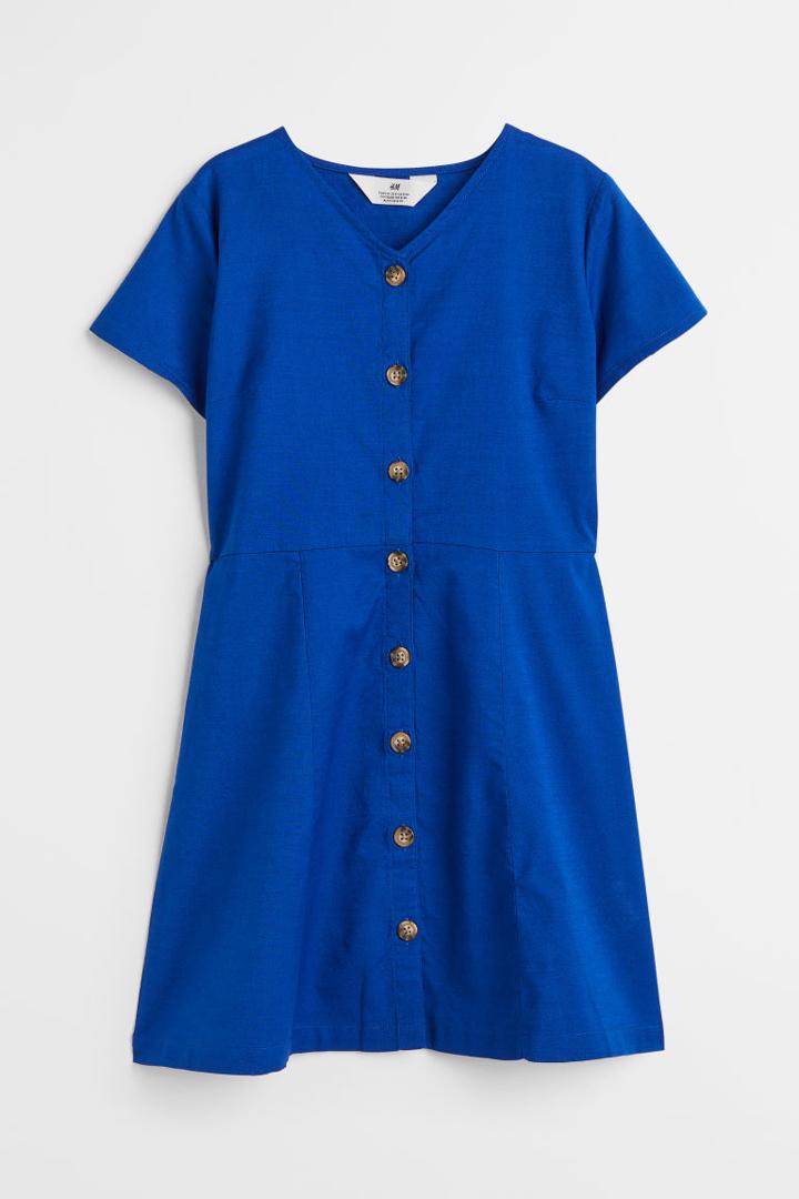 H & M - Button-front Dress - Blue