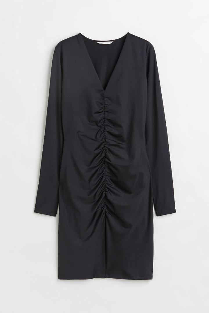 H & M - Gathered Dress - Black