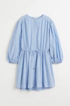 H & M - Short Linen-blend Dress - Blue