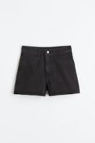 H & M - Curvy Fit Denim Shorts - Black