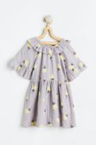 H & M - Flounced Double-weave Dress - Gray