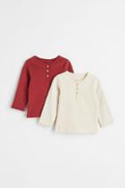 H & M - 2-pack Long-sleeved Tops - Red