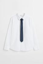 H & M - Shirt With Tie/bow Tie - White