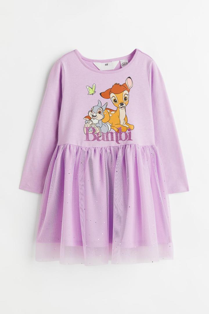 H & M - Tulle-skirt Jersey Dress - Purple