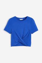 H & M - Wrap-detail Jersey Top - Blue