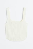 H & M - Fine-knit Corset-style Top - White