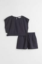 H & M - 2-piece Top And Shorts Set - Gray