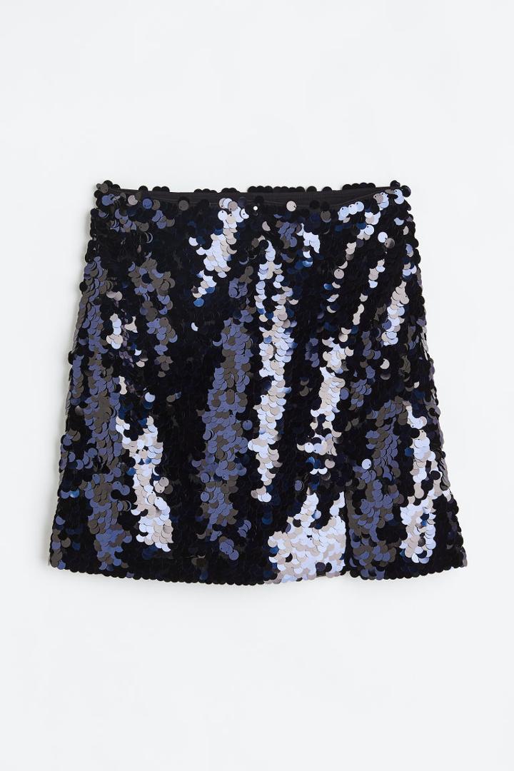 H & M - Sequined Mini Skirt - Blue