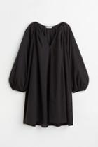 H & M - Cotton A-line Dress - Black