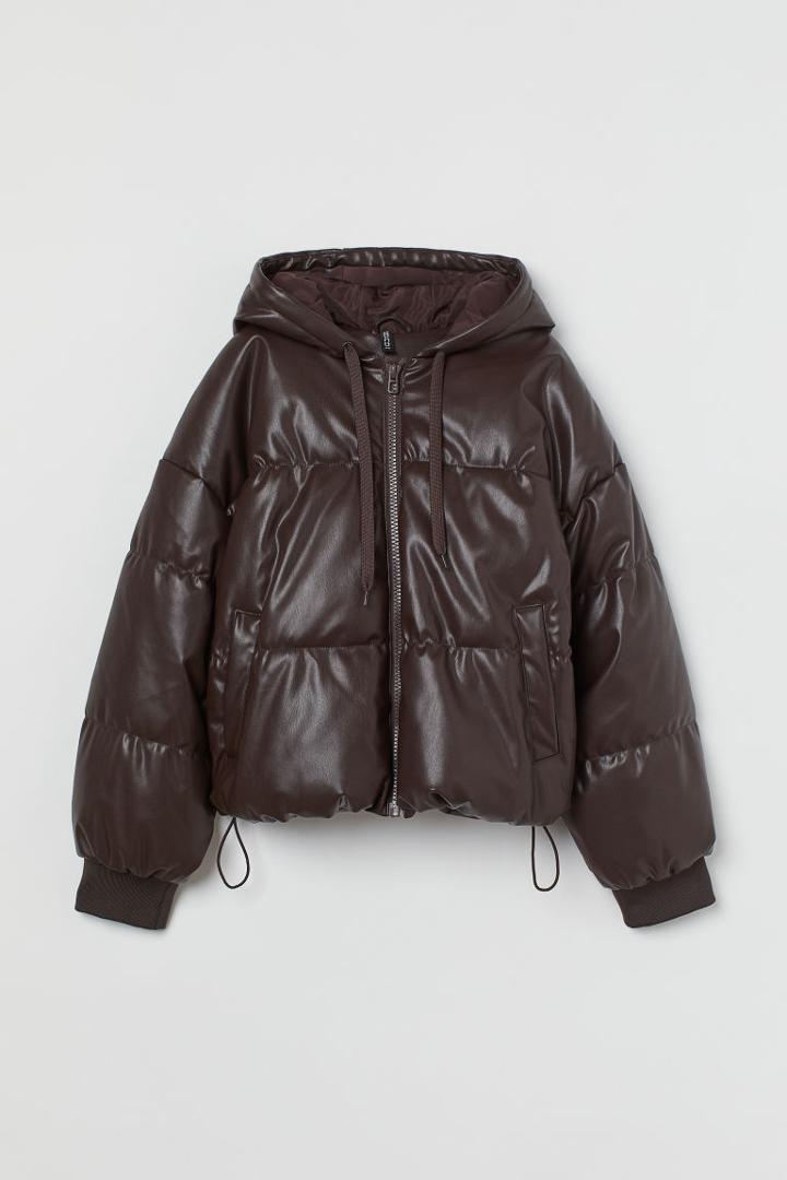 H & M - Boxy Puffer Jacket - Brown