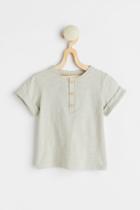 H & M - T-shirt With Buttons - Green