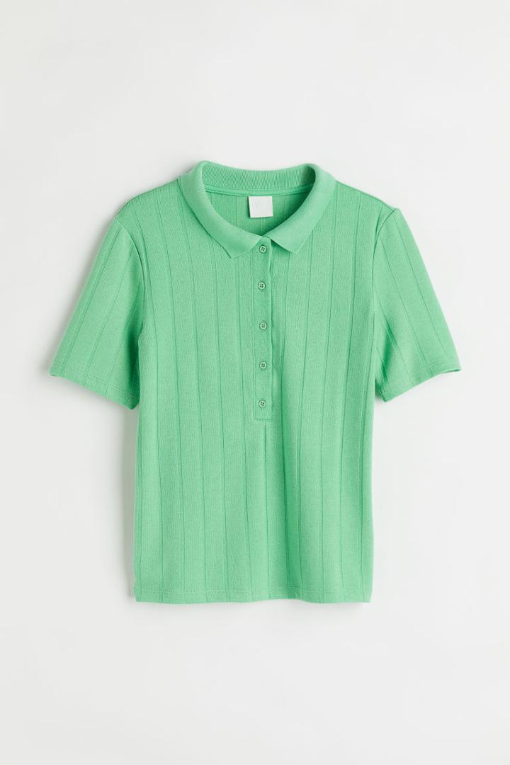 H & M - Rib-knit Top - Green
