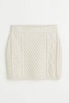 H & M - Cable-knit Skirt - Beige