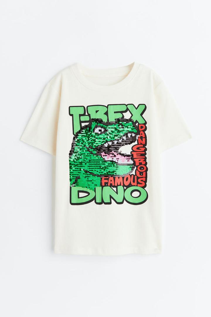 H & M - Interactive-design T-shirt - White