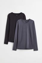 H & M - 2-pack Sports Tops - Gray