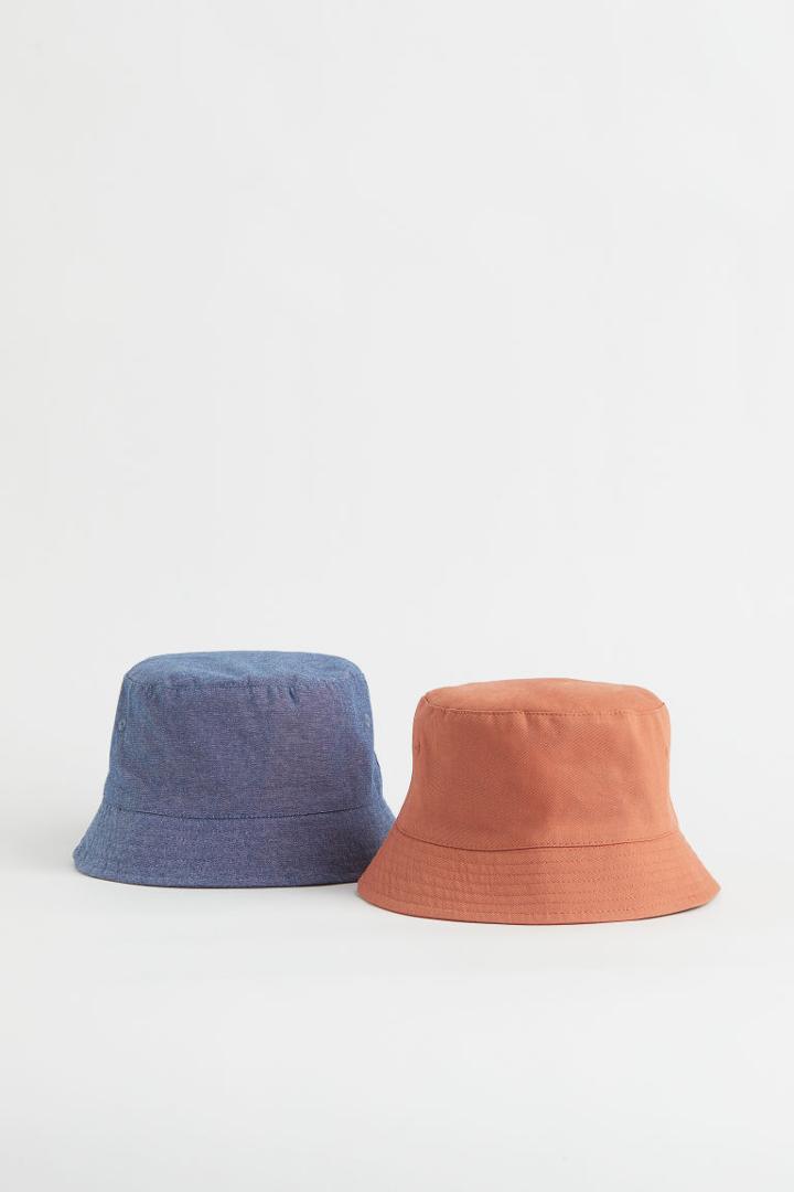 H & M - 2-pack Bucket Hats - Orange