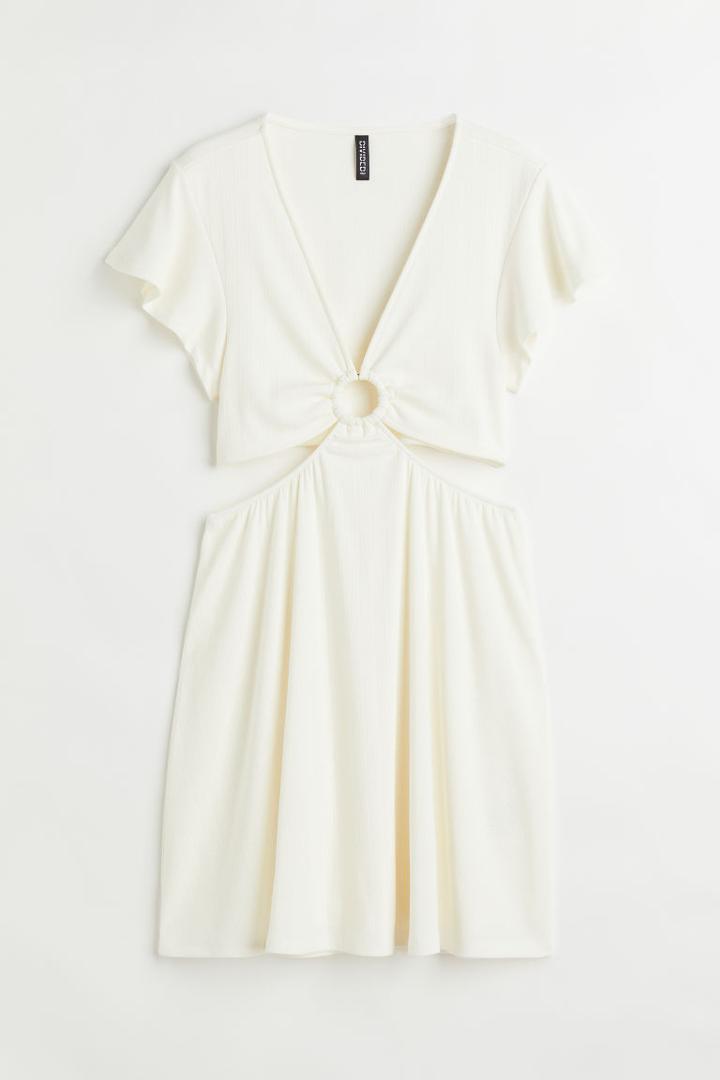 H & M - Cut-out Jersey Dress - White