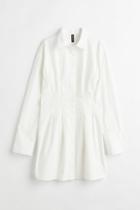 H & M - Cotton Poplin Shirt Dress - White