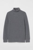H & M - Regular Fit Turtleneck Sweater - Gray