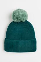 H & M - Rib-knit Pompom Hat - Green