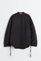 H & M - Oversized Gathered-sleeve Shirt - Black