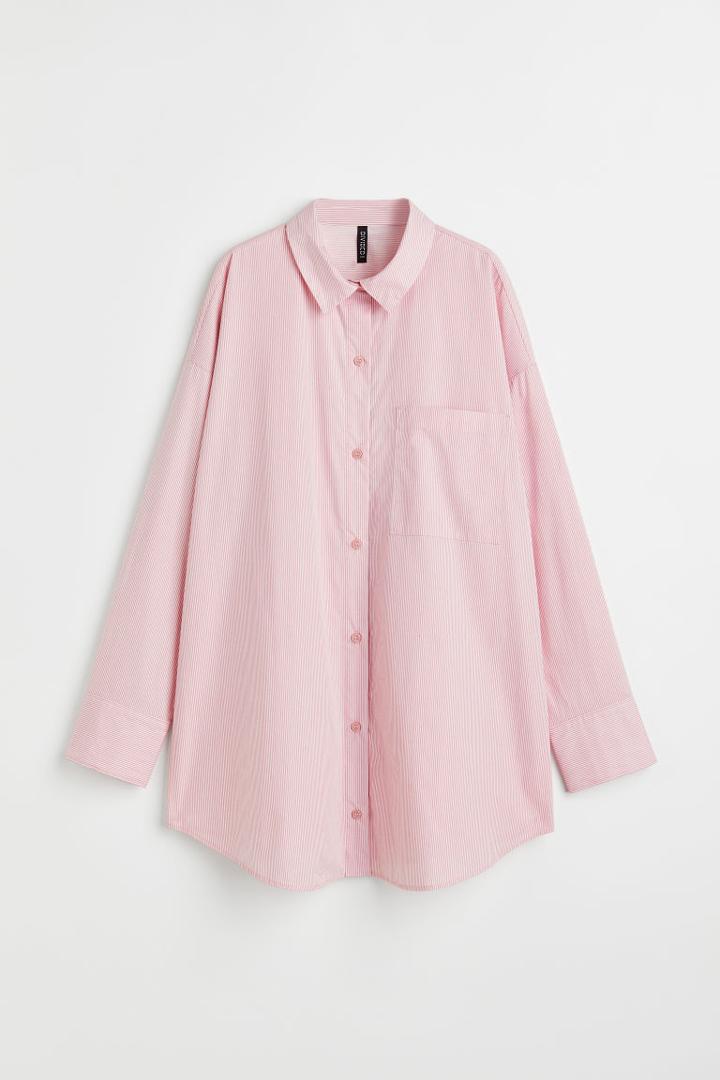 H & M - Oversized Poplin Shirt - Pink
