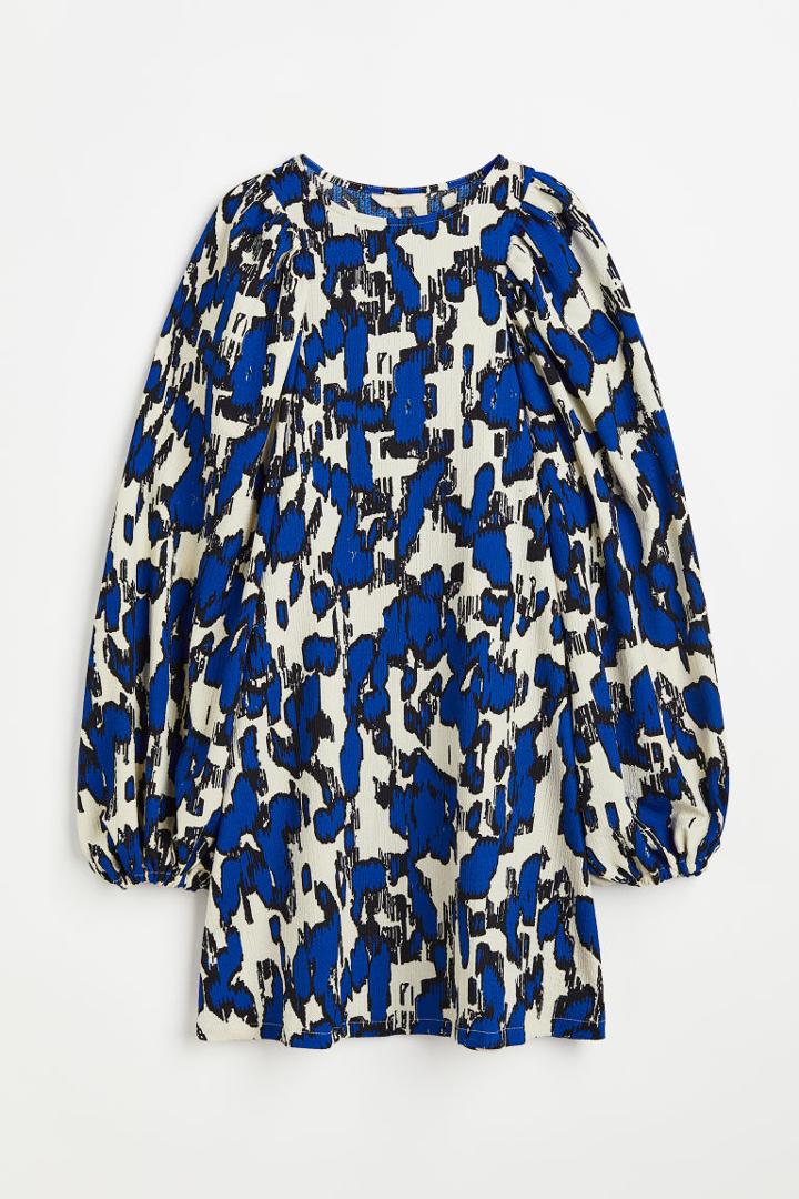 H & M - Short Textured-knit Dress - Blue