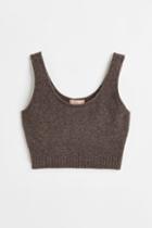 H & M - Fine-knit Crop Sweater Vest - Brown